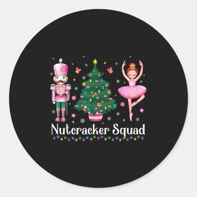 Pegatina Redonda Christmas Nutcracker Squad Ballet Dance Women Kids (Anverso)