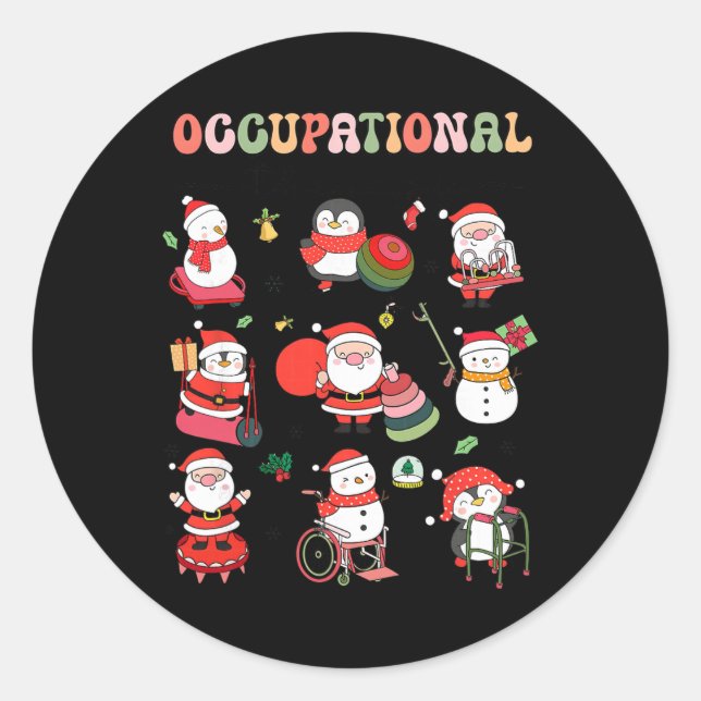 Pegatina Redonda Christmas Occupational Therapy Ot Therast Ot Istan (Anverso)
