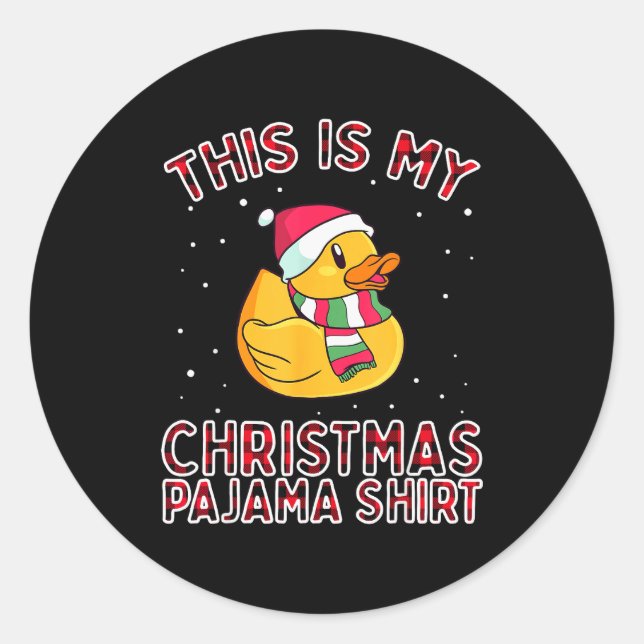 Pegatina Redonda Christmas Pajamas For Family Duck This Is My Funny (Anverso)