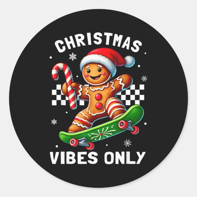 Pegatina Redonda Christmas Pajamas Funny Gingerbread Ginger Christm (Anverso)