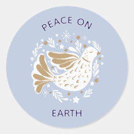 Pegatina Redonda Christmas Peace on Earth Dove Sticker