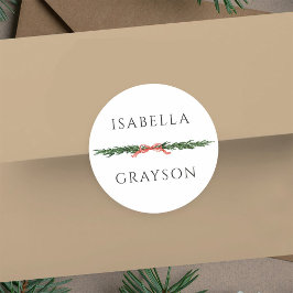 Pegatina Redonda Christmas Pine Border 