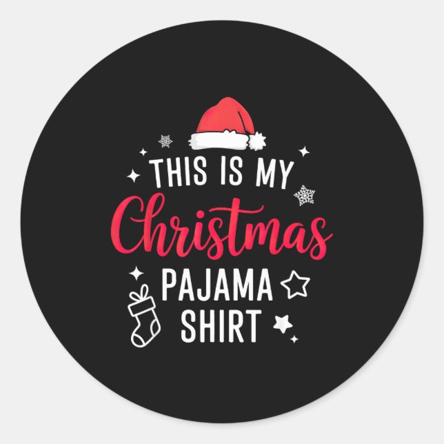 Pegatina Redonda Christmas Pj Pajama Pjs  (Anverso)
