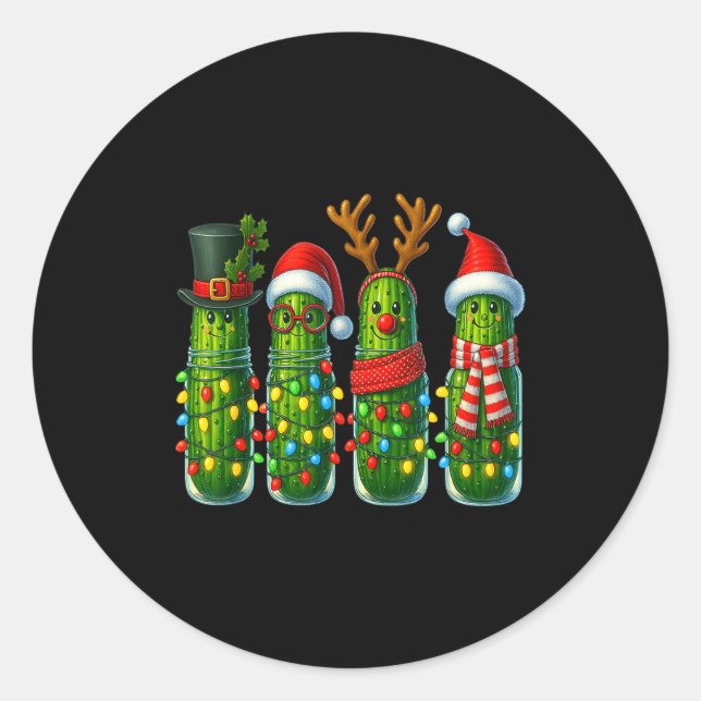 Pegatina Redonda Christmas Pun Ckle Lights Funny Vegetable Holiday  (Anverso)