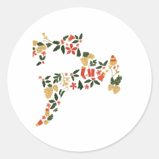 Pegatina Redonda Christmas Reindeer Collage Hoodie – Festive Holida (Anverso)