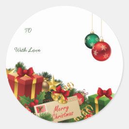 Pegatina Redonda Christmas Round Sticker – Hand-Drawn Tree & Ho