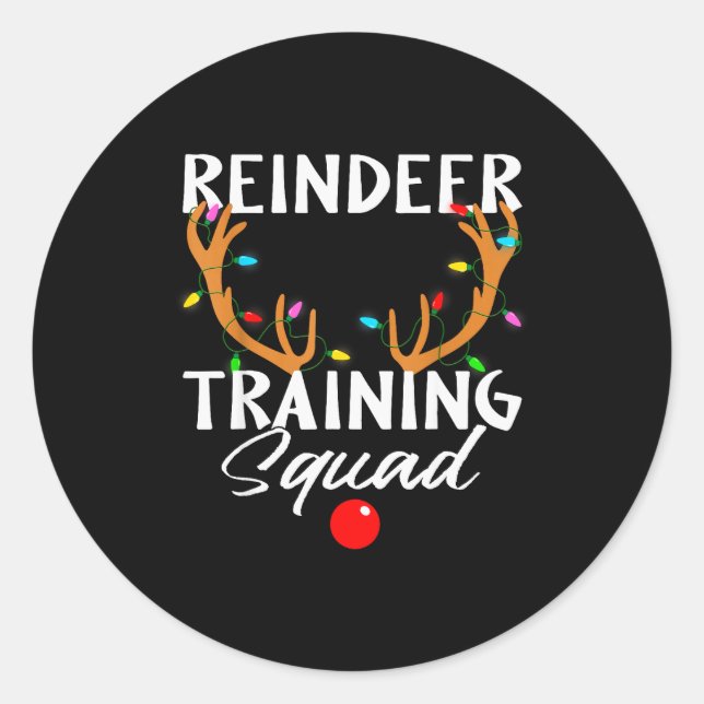 Pegatina Redonda Christmas Running Reindeer Runner Training Squad T (Anverso)