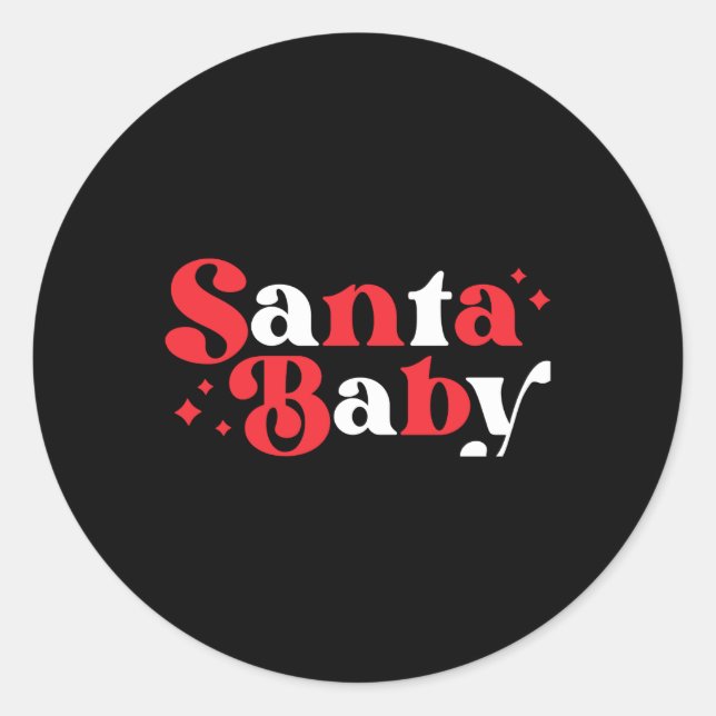 Pegatina Redonda Christmas Santa Baby Cute Modern Tygraphy Script B (Anverso)