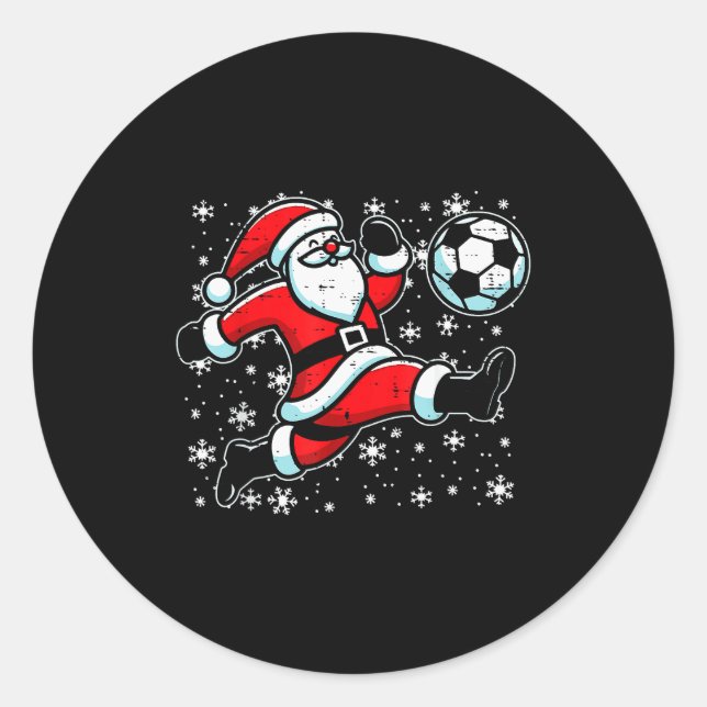 Pegatina Redonda Christmas Santa Football Kick Xmas Soccer Men Boys (Anverso)