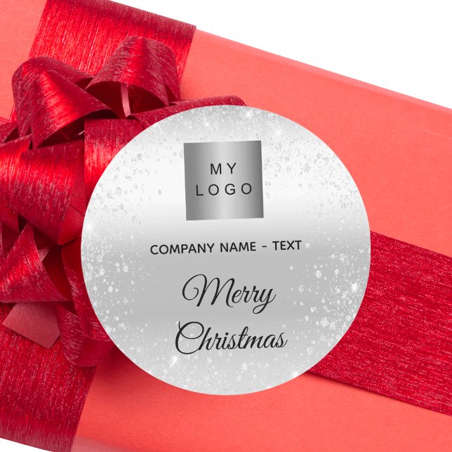 Pegatina Redonda Christmas silver glitter sparkles business logo (Subido por el creador)