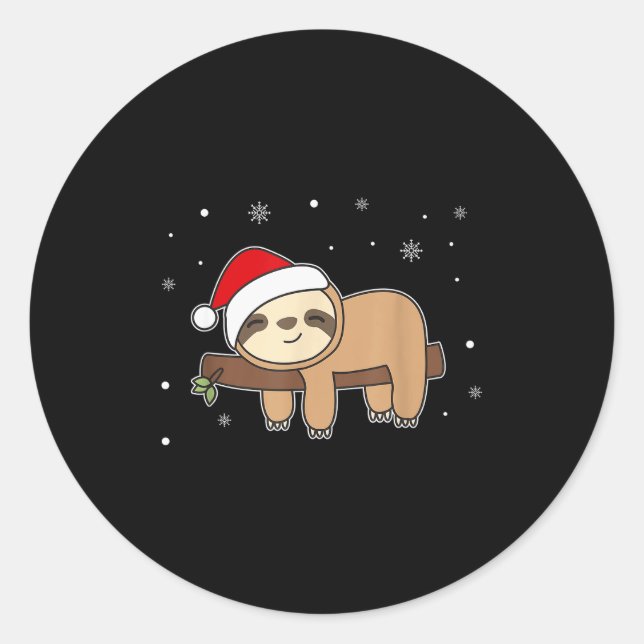 Pegatina Redonda Christmas Sloth For Christmas Sweet Sloths  (Anverso)