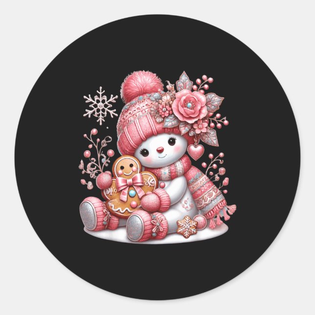 Pegatina Redonda Christmas Snowperson  (Anverso)