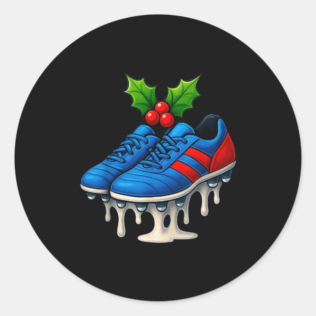 Pegatina Redonda Christmas Soccer Cleats Ice Cream Drip Xmas  (Anverso)