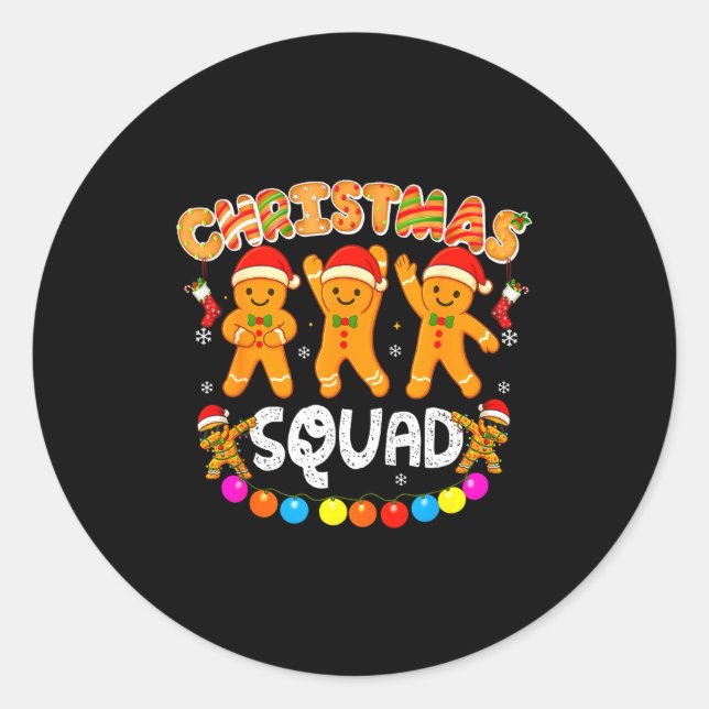 Pegatina Redonda Christmas Squad Funny Xmas Gingerbread Family Matc (Anverso)