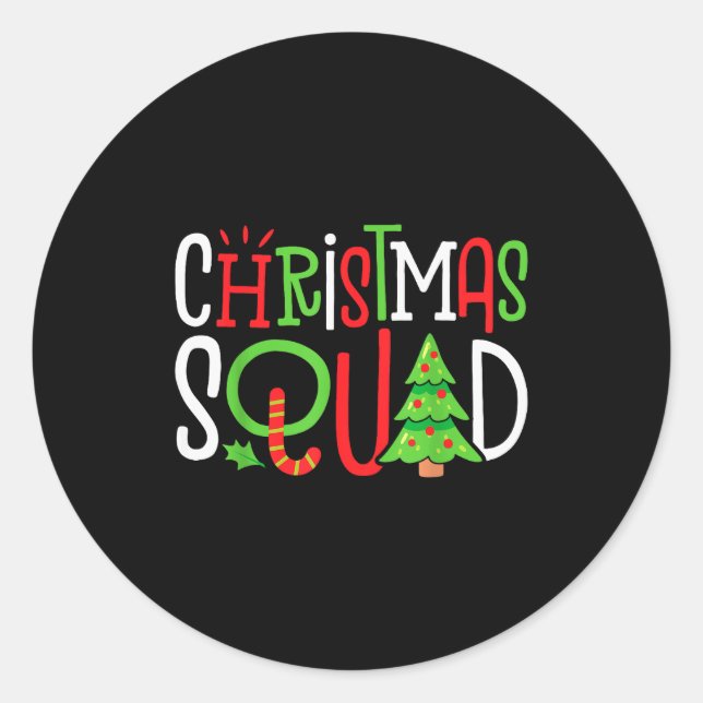 Pegatina Redonda Christmas Squad Funny Xmas Tree Family Matching Pa (Anverso)