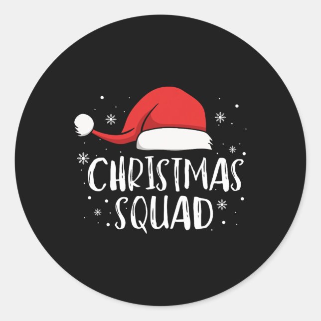 Pegatina Redonda Christmas Squad Light Red Santa Hat Family Matchin (Anverso)