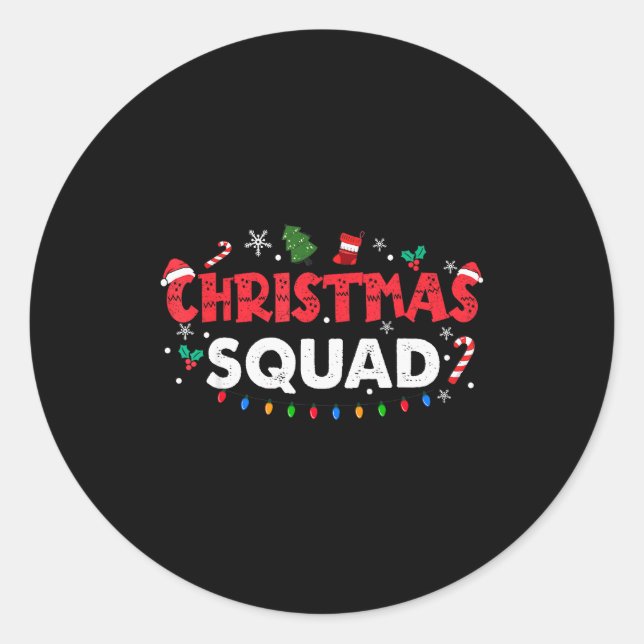 Pegatina Redonda Christmas Squad Santa Family Matching Group Xmas B (Anverso)