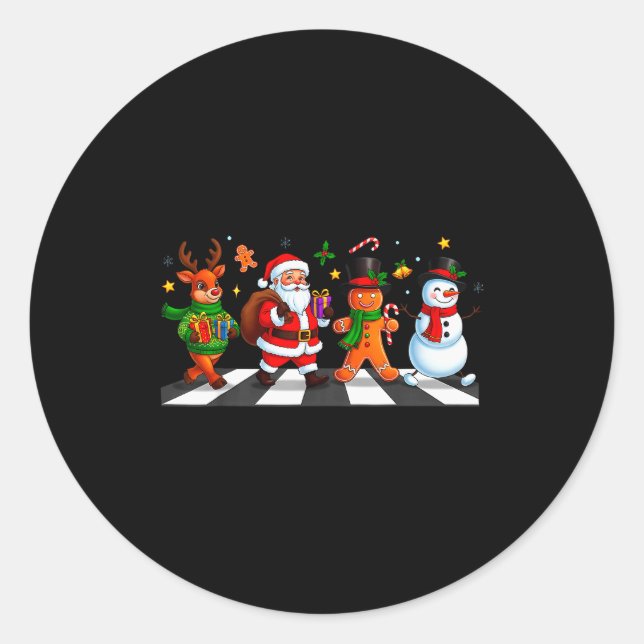 Pegatina Redonda Christmas Squad Santa Gingerbread Xmas Men Women K (Anverso)