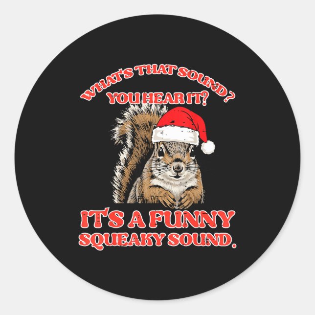 Pegatina Redonda Christmas Squirrel Squeaky Sound Funny Xmas Men Wo (Anverso)
