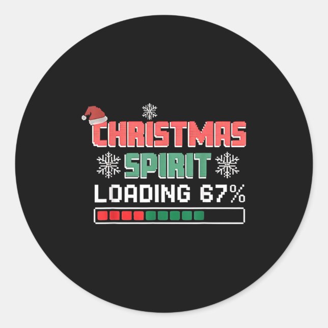 Pegatina Redonda Christmas Srit Loading 67% Funny Six Seven 6 7 Chr (Anverso)