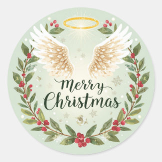 Pegatina Redonda Christmas Sticker Art Print Merry Christmas