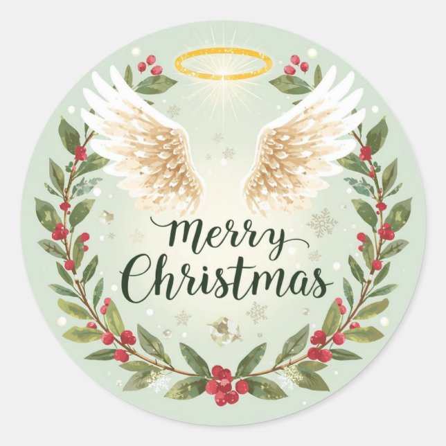 Pegatina Redonda Christmas Sticker Art Print Merry Christmas  (Anverso)