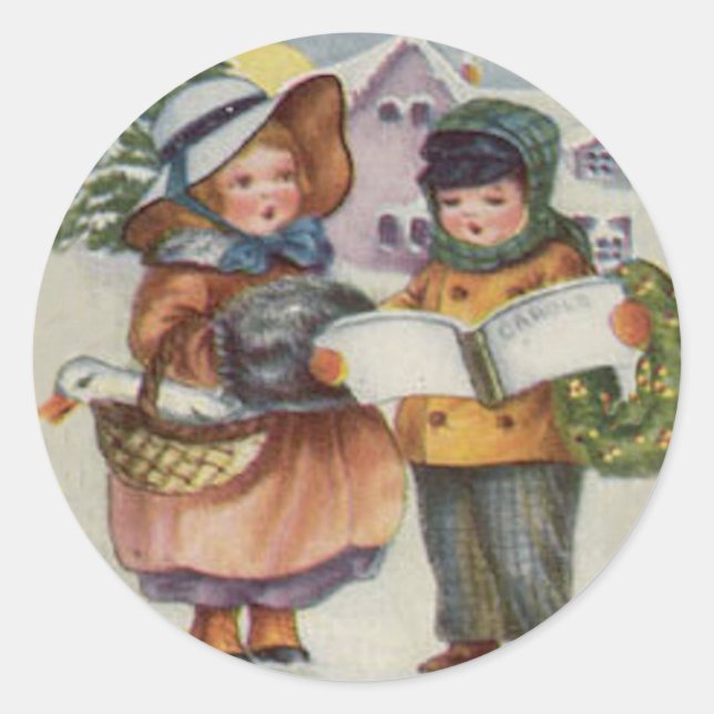 PEGATINA REDONDA CHRISTMAS STICKER - CANTO DE CAROL PARA NIÑOS (Anverso)