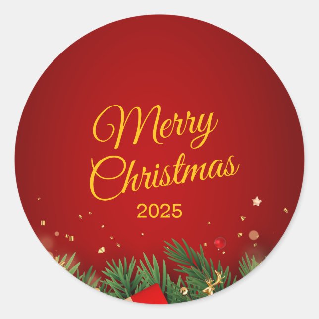 Pegatina Redonda Christmas Sticker – Festive Holiday Decal (Anverso)
