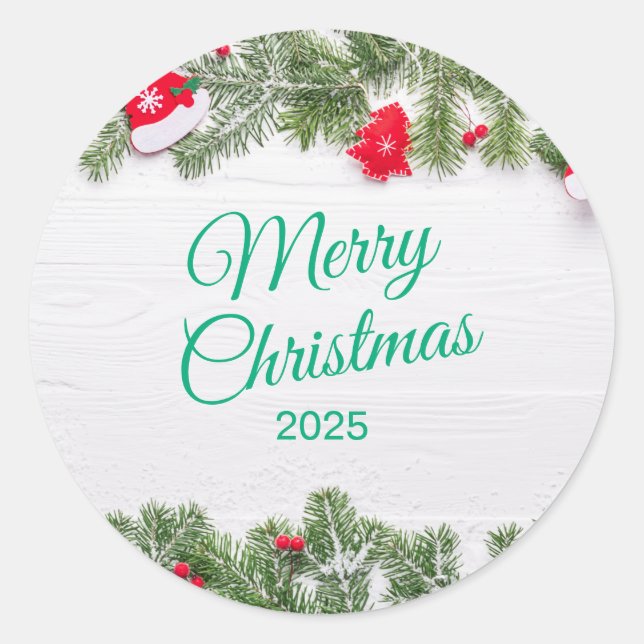 Pegatina Redonda Christmas Sticker – Festive Holiday Decal (Anverso)