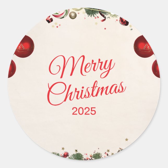 Pegatina Redonda Christmas Sticker – Festive Holiday Decal (Anverso)