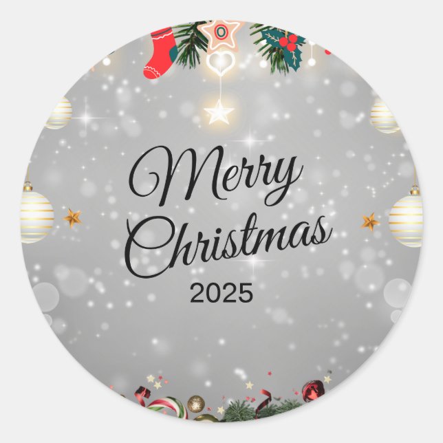 Pegatina Redonda Christmas Sticker – Festive Holiday Decal (Anverso)