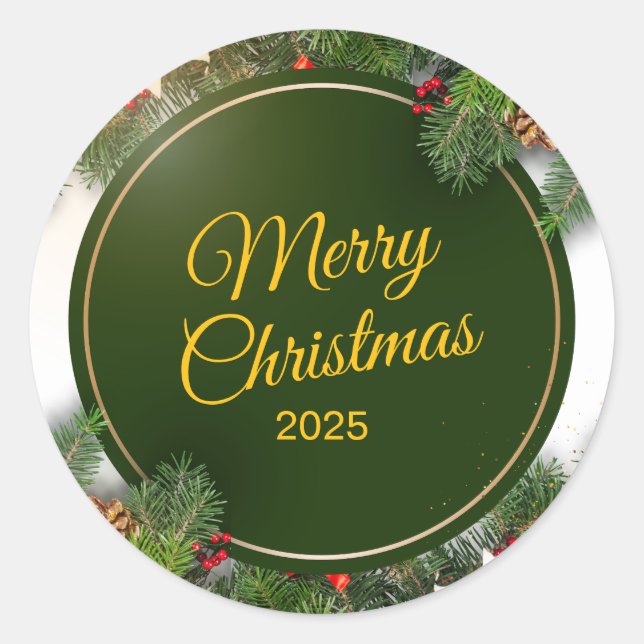 Pegatina Redonda Christmas Sticker – Festive Holiday Decal (Anverso)