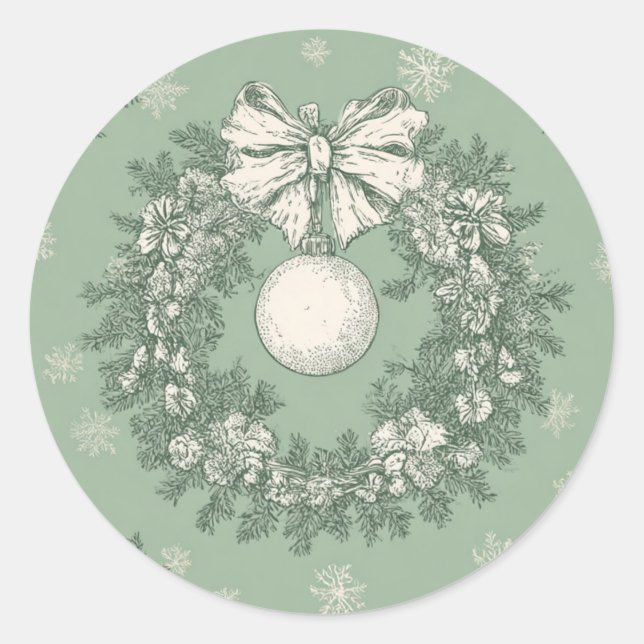 Pegatina Redonda Christmas Sticker Green (Anverso)