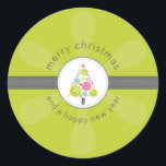 Pegatina Redonda CHRISTMAS STICKER :: moderno árbol estroboscópico<br><div class="desc">Ilustracion y diseño originales de Kat Massard copyright 2009. - - - - - - - - - - - - - - - - - - - - - - - - - - - - - - - - - - - - - - - - - -...</div>