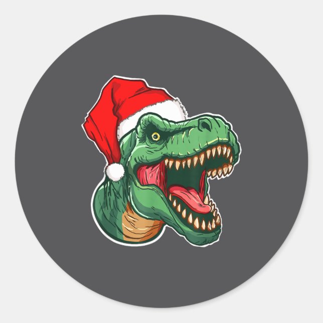 Pegatina Redonda Christmas T-rex  (Anverso)