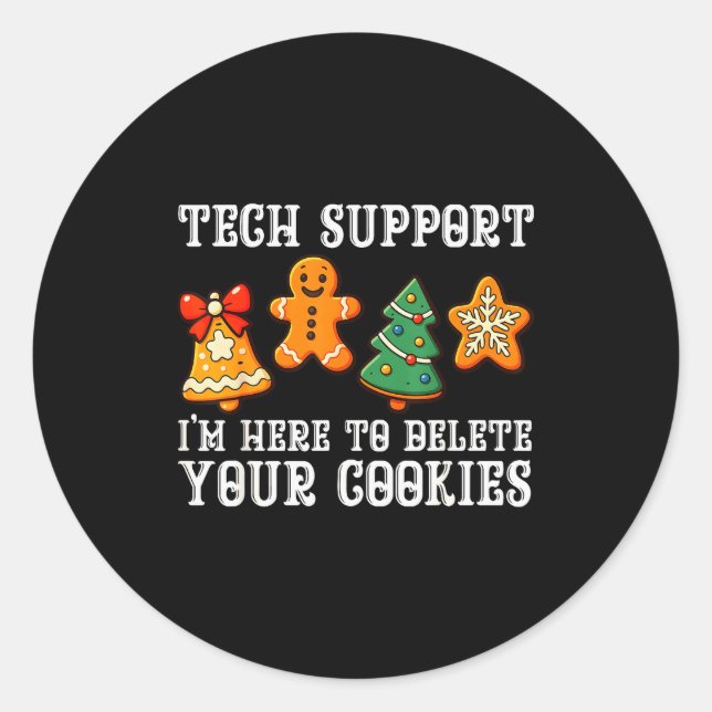 Pegatina Redonda Christmas Tech Suprt Here To Delete Cookies Xmas M (Anverso)
