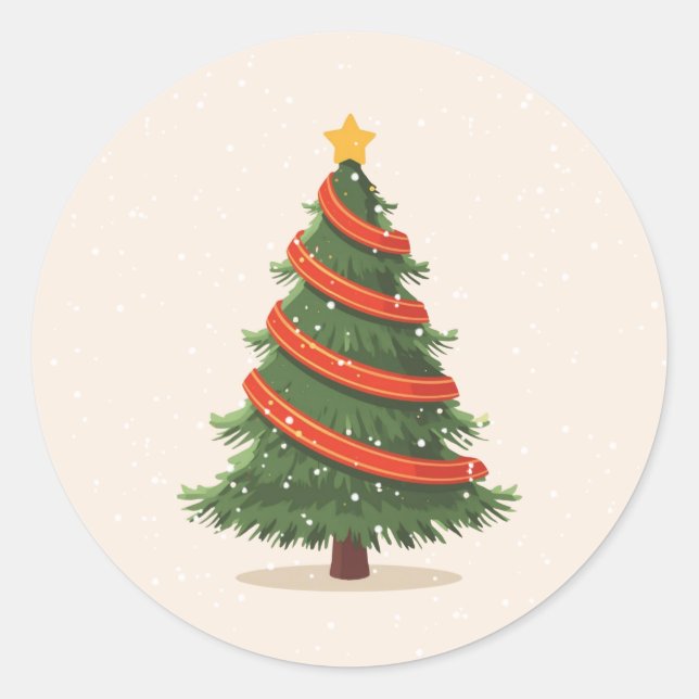 Pegatina Redonda Christmas Tree, Christmas, Minimalist (Anverso)