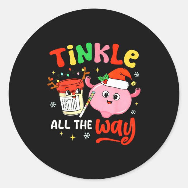 Pegatina Redonda Christmas Urologist Nephrologist T Healthcare Work (Anverso)