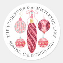 Christmas Watercolor Ornaments Return Address 