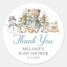 Pegatina Redonda Christmas Winter Baby Shower Favor