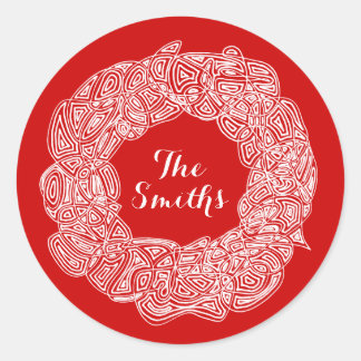 Pegatina Redonda Christmas Wreath Classic Round Sticker