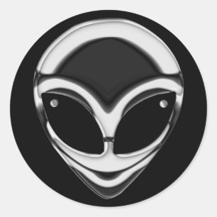 PEGATINA REDONDA CHROME ALIEN HEAD