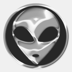 PEGATINA REDONDA CHROME ALIEN HEAD