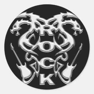 PEGATINA REDONDA CHROME ROCK 'N ROLL DRAGONS