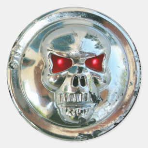 PEGATINA REDONDA CHROME SKULL