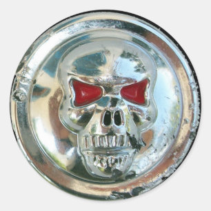 PEGATINA REDONDA CHROME SKULL