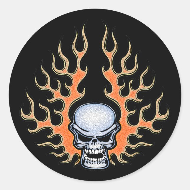 Pegatina Redonda Chromeboy-Flames (Anverso)
