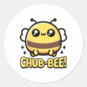 Pegatina Redonda ¡Chub-bee! Cute Chubby Bee Pun