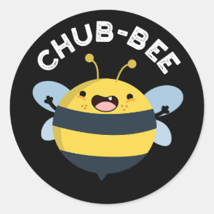 Pegatina Redonda Chub-bee Funny Chubby Bee Pun Dark BG