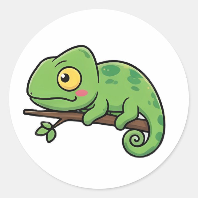 Pegatina Redonda Chubby Chameleon (Anverso)